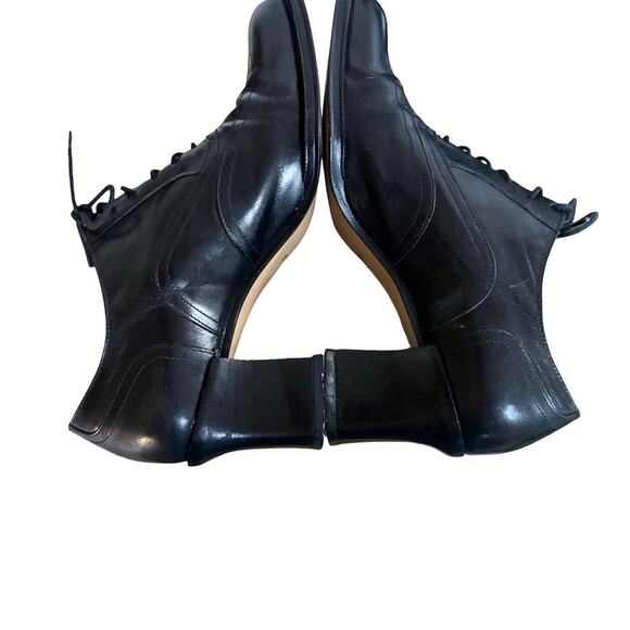 90'S VINTAGE‎ BLACK LEATHER OXFORD HEELS LACE UP SZ. 5 1/2 - Picture 5 of 7